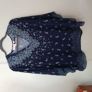 Belle by kim gravel 2 piece blues and white poncho